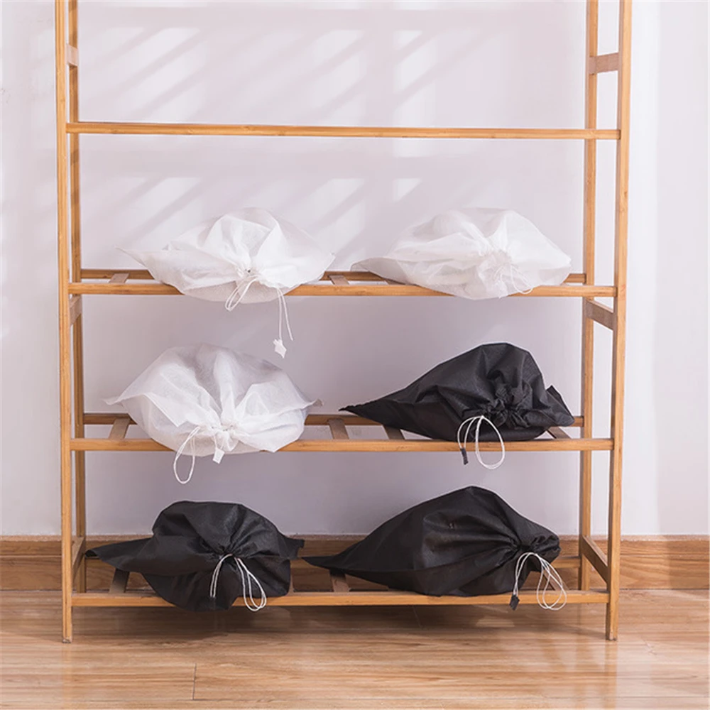

100pcs Non Woven Drawstring Bag Shoes Travel Storage Bag Home Storage Organization Dust-proof Shoes Bag Non Woven Fabric