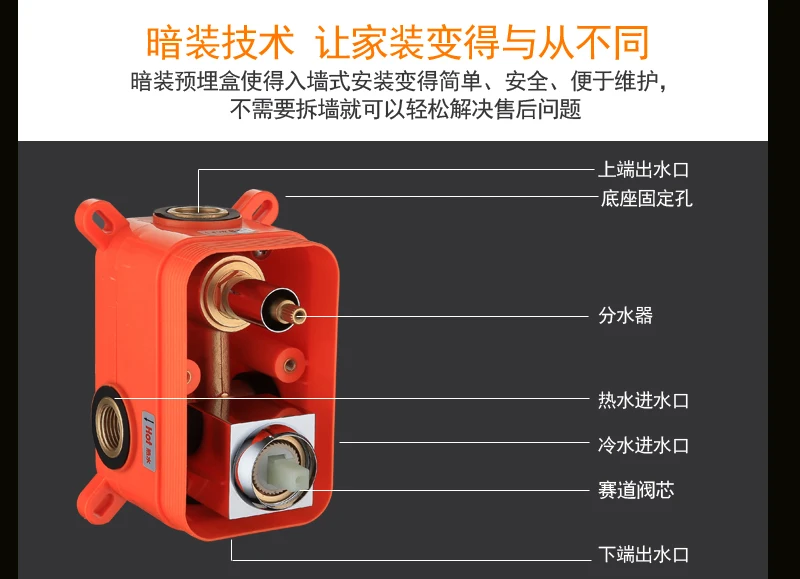 Смеситель для ванной комнаты медный настенный смесительный клапан скрытый