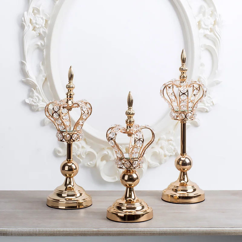 Корона золотой хрустальный подсвечник креативные Металлические Свадебные