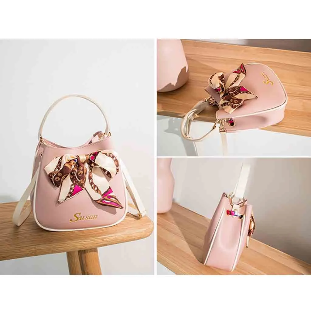 Женская новая модная сумка мессенджер на плечо Сумка с бантом и шарфом простая