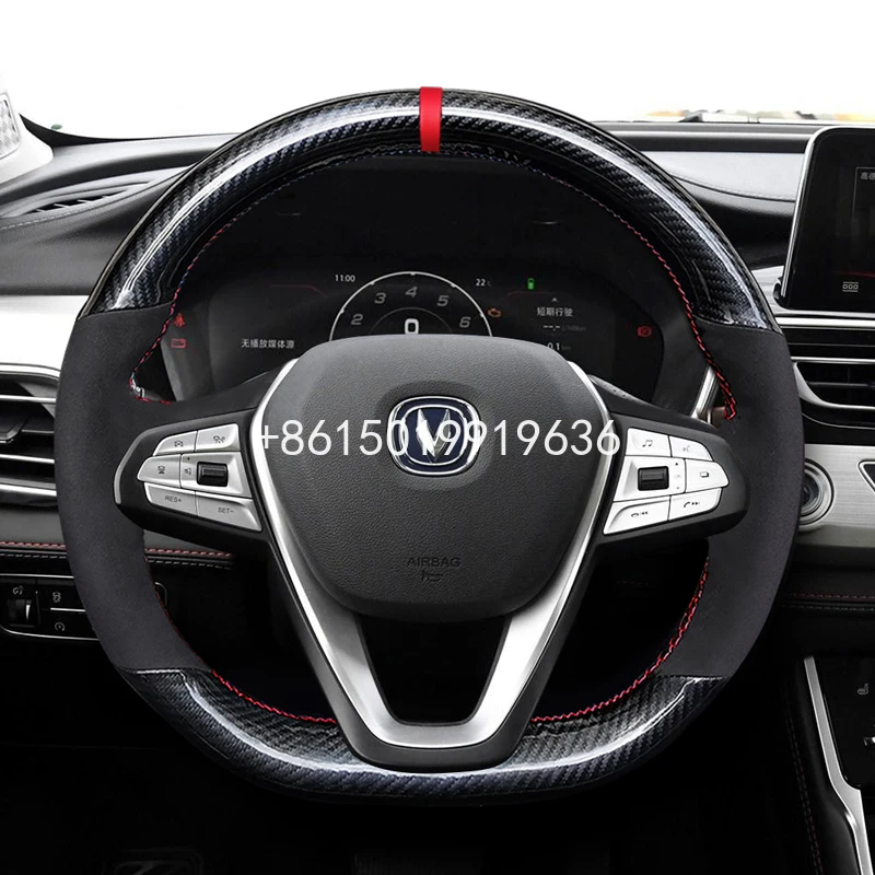 

personality customized For Changan cs75plus cs35 EADO XT CC Car steering wheel cover hand sewning Top leather suede