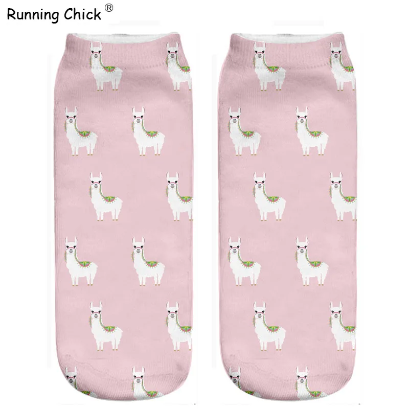 Розовые носки для бега из альпаки с двусторонним принтом длина 30 см Женская