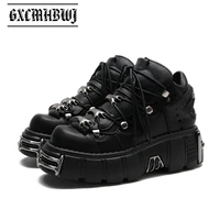 gxcmhbwj punk gothic style metal decor platform women sneakers round toe lace up creepers casual female shoes rock demonia boots
