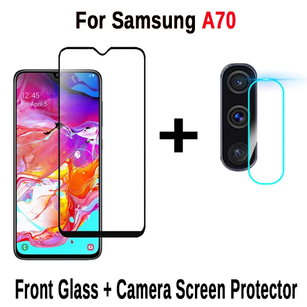 For Samsung A70 Для samsung Galaxy A50 A40 A70 A30 A20 A10 защита экрана и камеры закаленное стекло для samsung A 50 70 40 Защитная стеклянная пленка - Цвет: For Samsung A70
