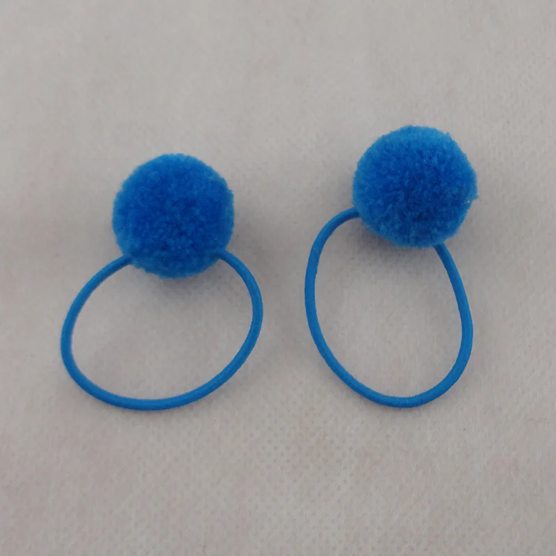 Sky blue hair tie 10 шт. 2,0 см Кашемир мех шарик-помпон эластичные резинки для волос для детей Детские конский хвост держатели для волос веревки с бархатным шариком - Цвет: Sky blue hair tie