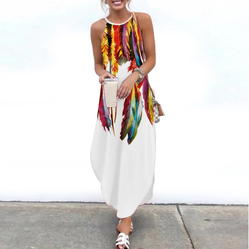 

2021 Women's new summer long dress plus size casual sexy short sleeve sleeveless dress O-neck party dress Beach dress dresses