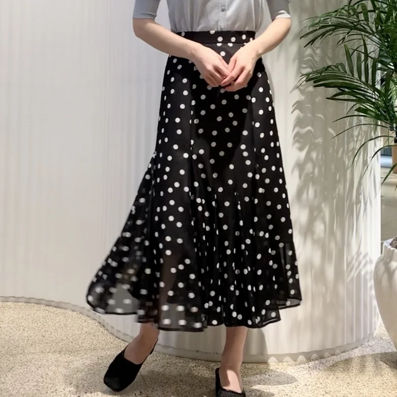 

Chic Irregular High Waist Hip Woman Skirts Elegant Temperament Print Trumpet Skirt Summer 2021 Fashion Draped Design Jupe
