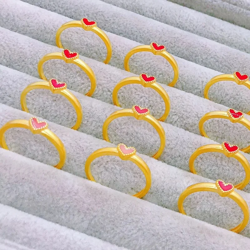 

OMHXFC Jewelry Wholesale YM144 European Fashion Fine Woman Girl Party Birthday Wedding Gift Color Changing Heart 24KT Gold Ring