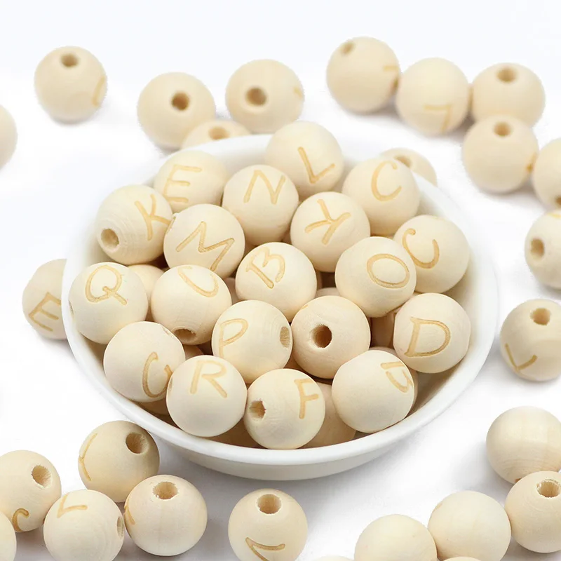 

Круглые деревянные бусины, 50 шт., 14 мм, разные буквы, экологически чистые деревянные бусины россыпью для изготовления ювелирных изделий «сде...