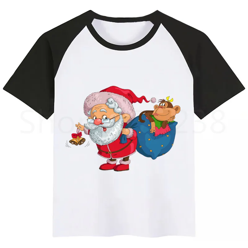 Рождественский подарок для маленьких девочек футболка с Сантой Летние