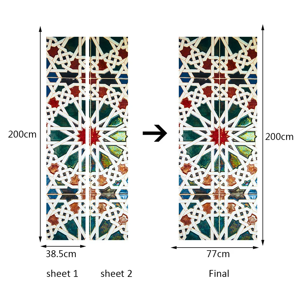 Деревянные двери обновление наклейка цветной калейдоскоп самоклеящаяся