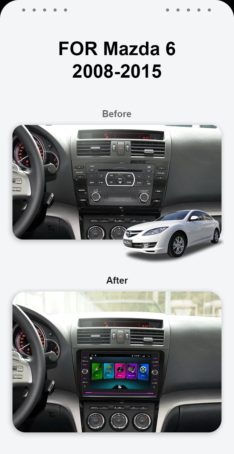Автомобильный Радио мультимедийный плеер EBILAEN для Mazda 6 GH II Ultra 2008- Android 8,1 Авторадио gps навигация магнитофон мазда 6