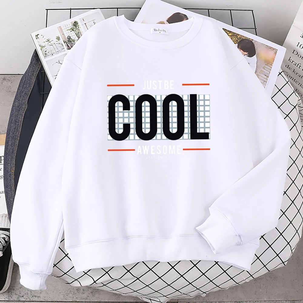 Cool Word Printing Autumn Warm O-Neck Sweatshirts And Hoodies Kpop Fashion Women'S Pullover Fleece Aesthetics Hoody For Women | Женская