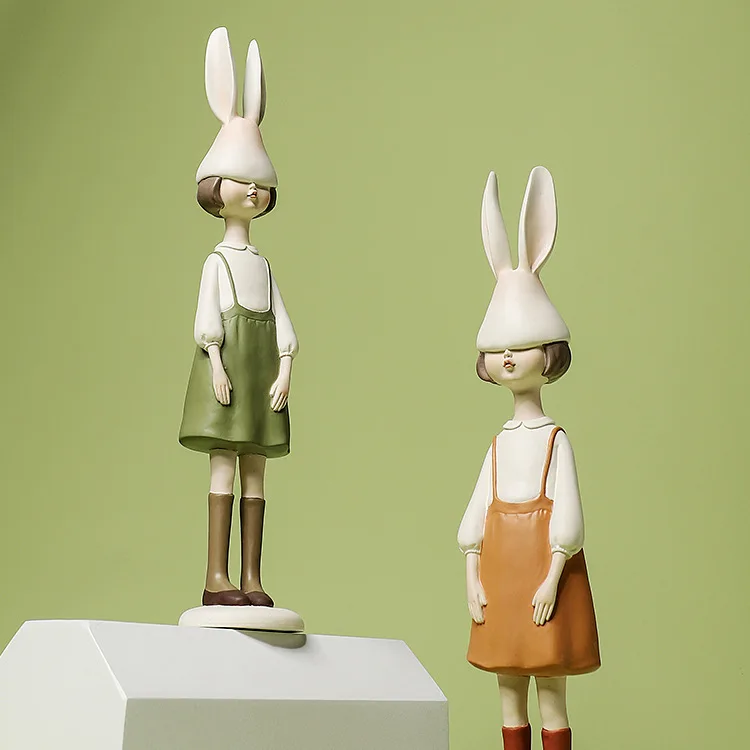 

Little fresh rabbit girl children's room child cute desktop living room TV cabinet crafts resin decoration birthday gift decor