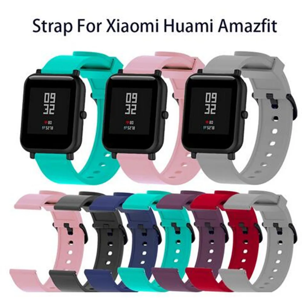 Мягкий силиконовый ремешок для спортивных часов для Xiaomi Huami Amazfit Bip Смарт-часы 20 мм сменный ремешок разноцветный браслет