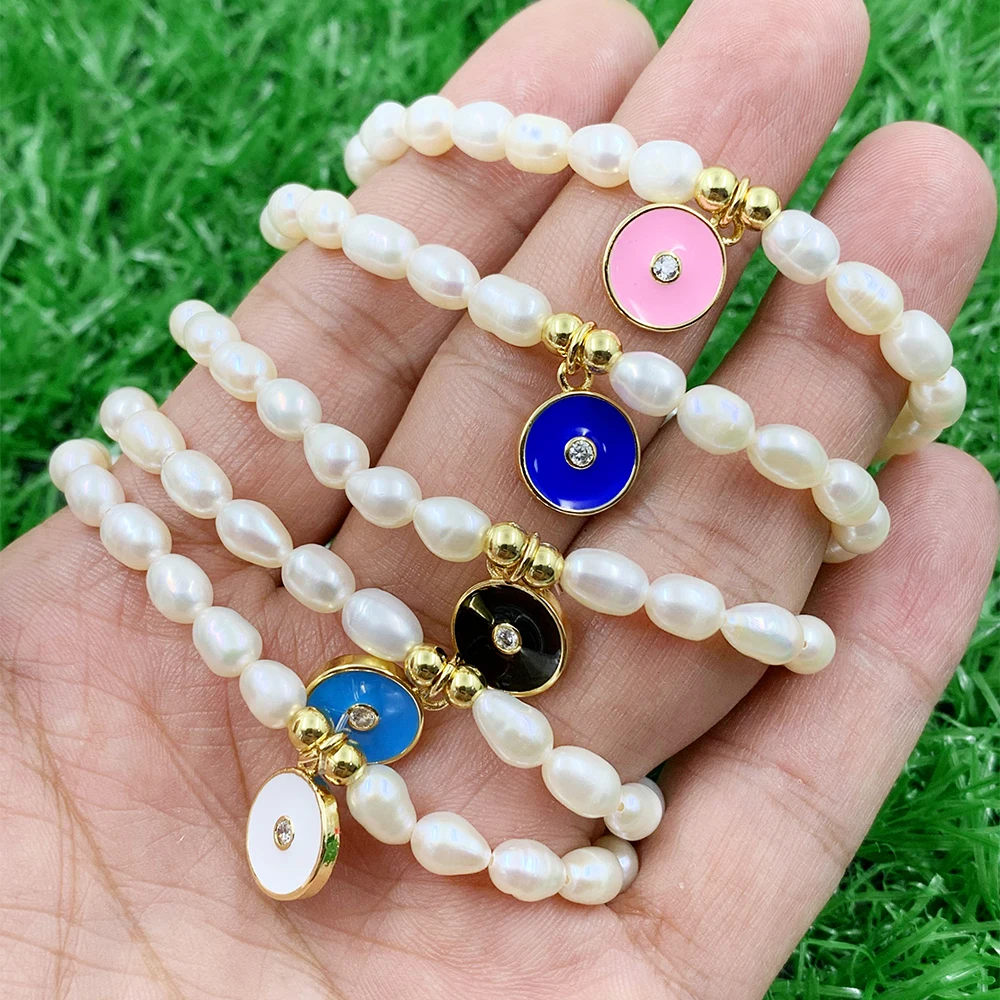 Пресноводные жемчужные браслеты для женщин ювелирные изделия богемные радужные