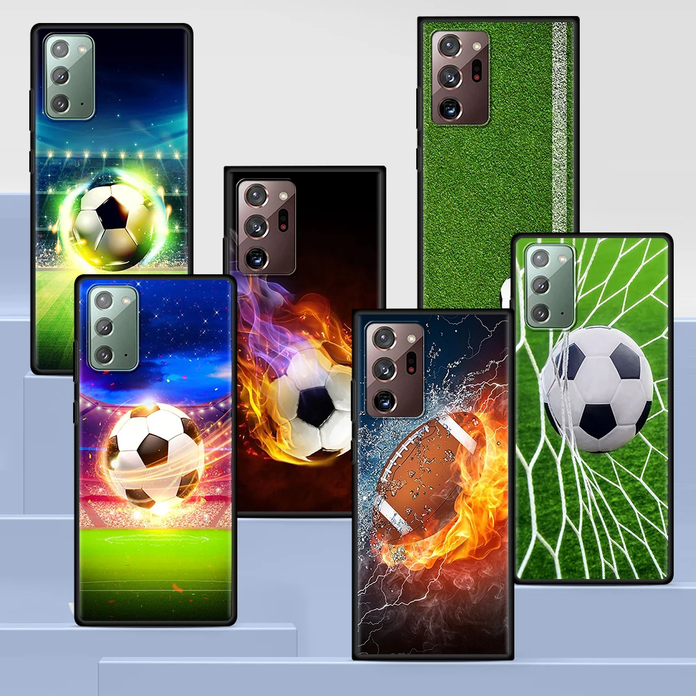 

Football Soccer Ball Burning Fire Case for Samsung Galaxy S20 FE S21 Ultra S10 Lite S10e S9 S8 Plus S7 Black Soft Phone Cover