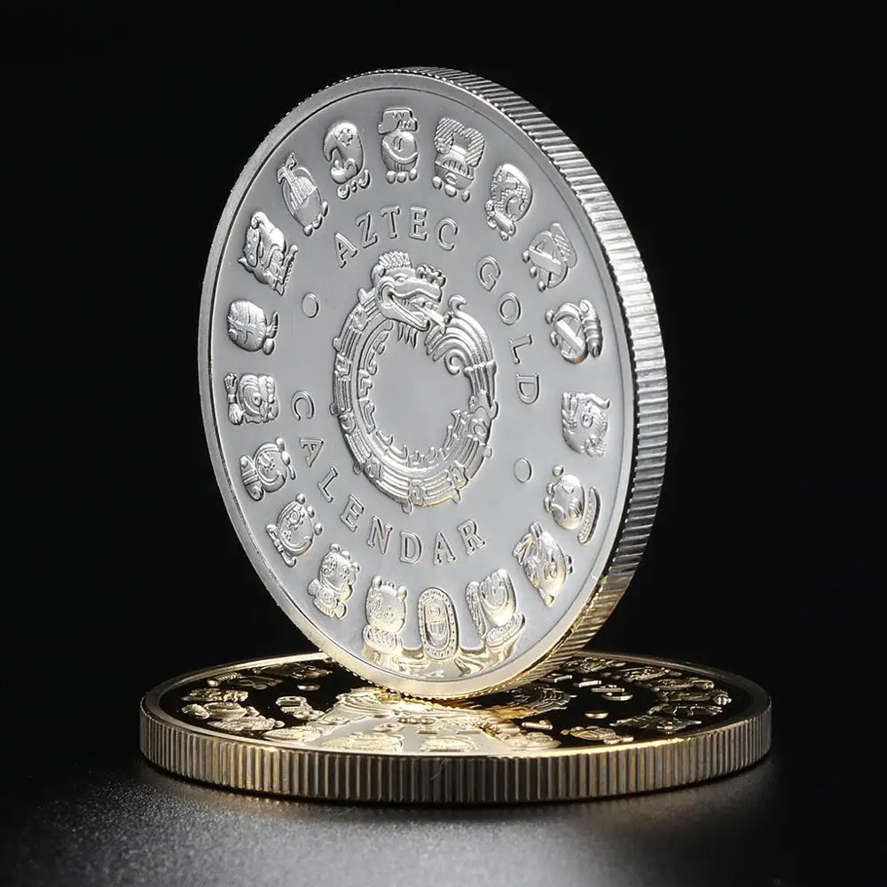 2 шт./лот Серебряная позолоченная монета майя мексиканское пророчество календарь