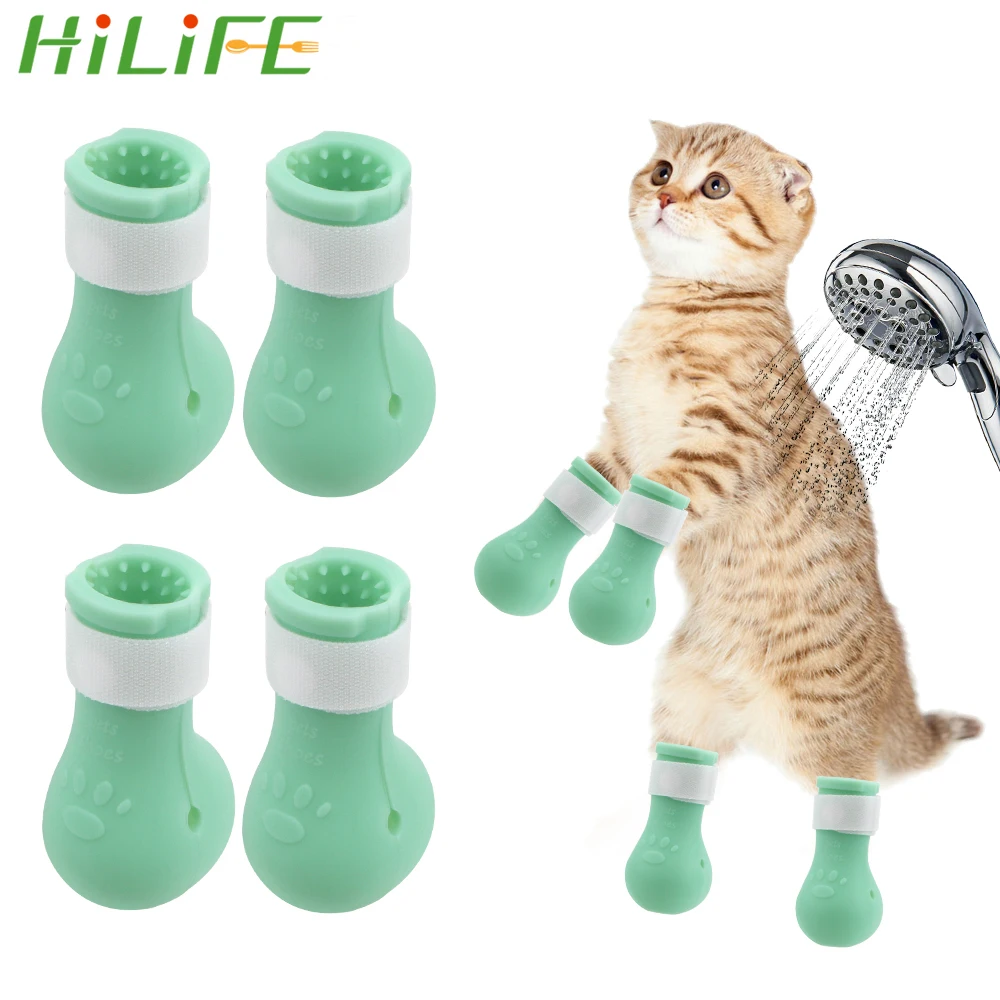 

HILIFE Cat Boot Paw Protector Shoes Anti-Scratch Bite Washing Cut Nails Kitten Feet Boots Set Bath Supplies