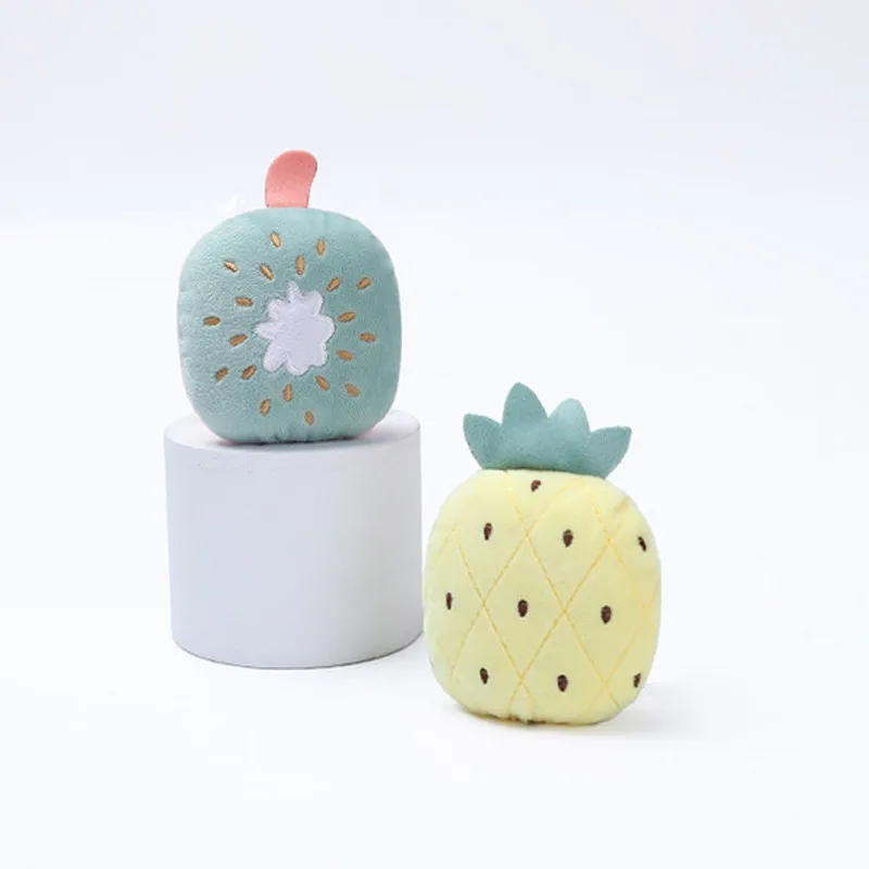 

Pet Plush Squeaky Toys Pet Cat Dog Bite-Resistant Chewing Toys Pet Fruit Pattern Sounding Toy for Dog Pet Interactive Supplies L