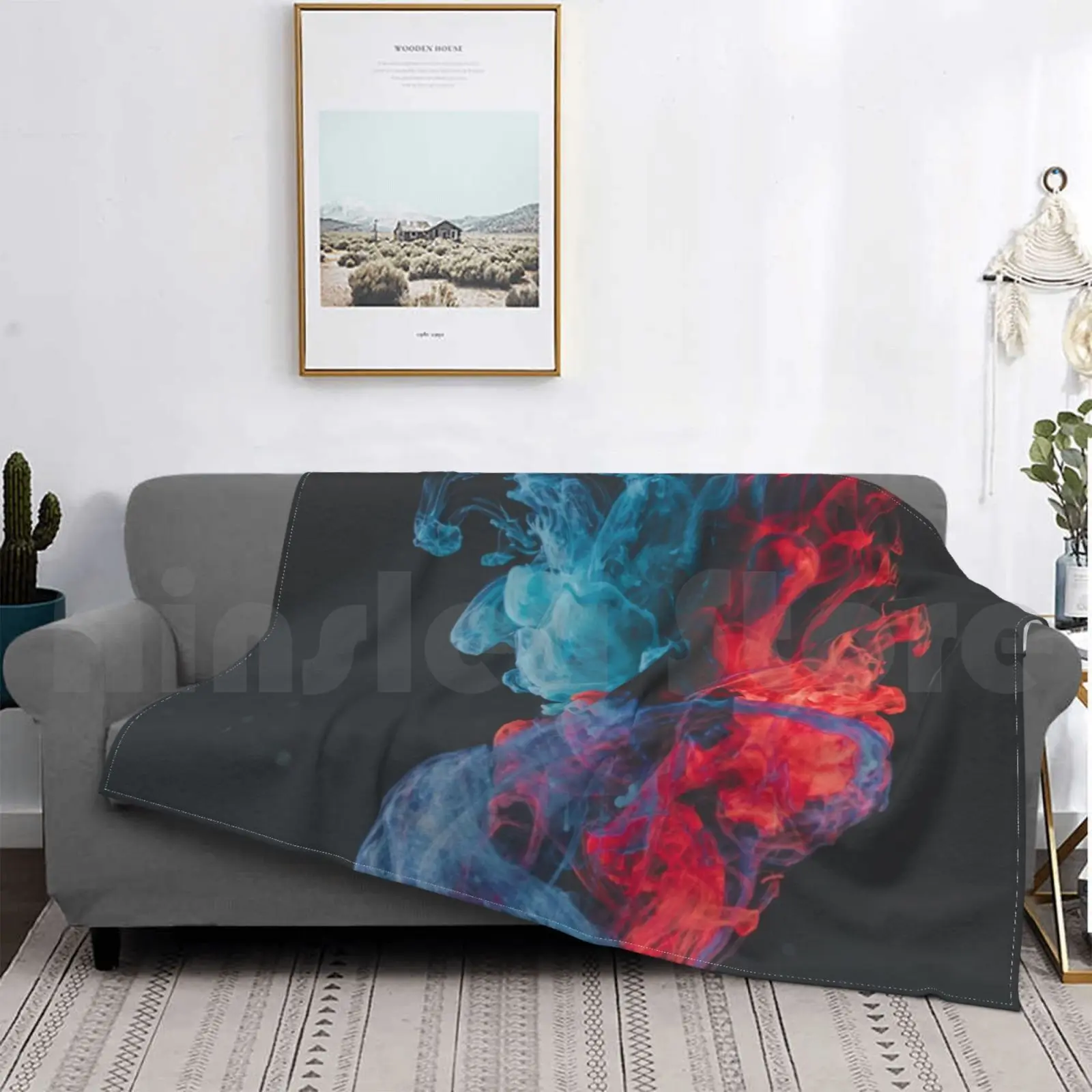 Яркое дымчатое одеяло для дивана кровати путешествий яркий неоновый Радужный