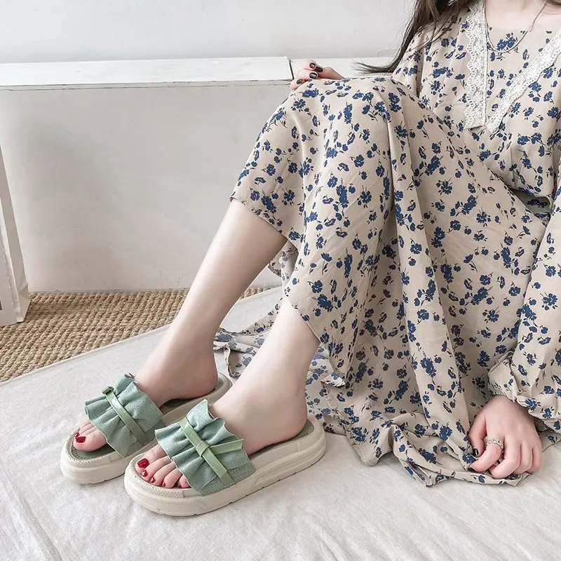 

Shoes Woman's Slippers Slides Low Fashion Shale Female Beach 2021 Flat Luxury Summer Sabot Rubber Fabric Rome PU Cotton Beach Sh