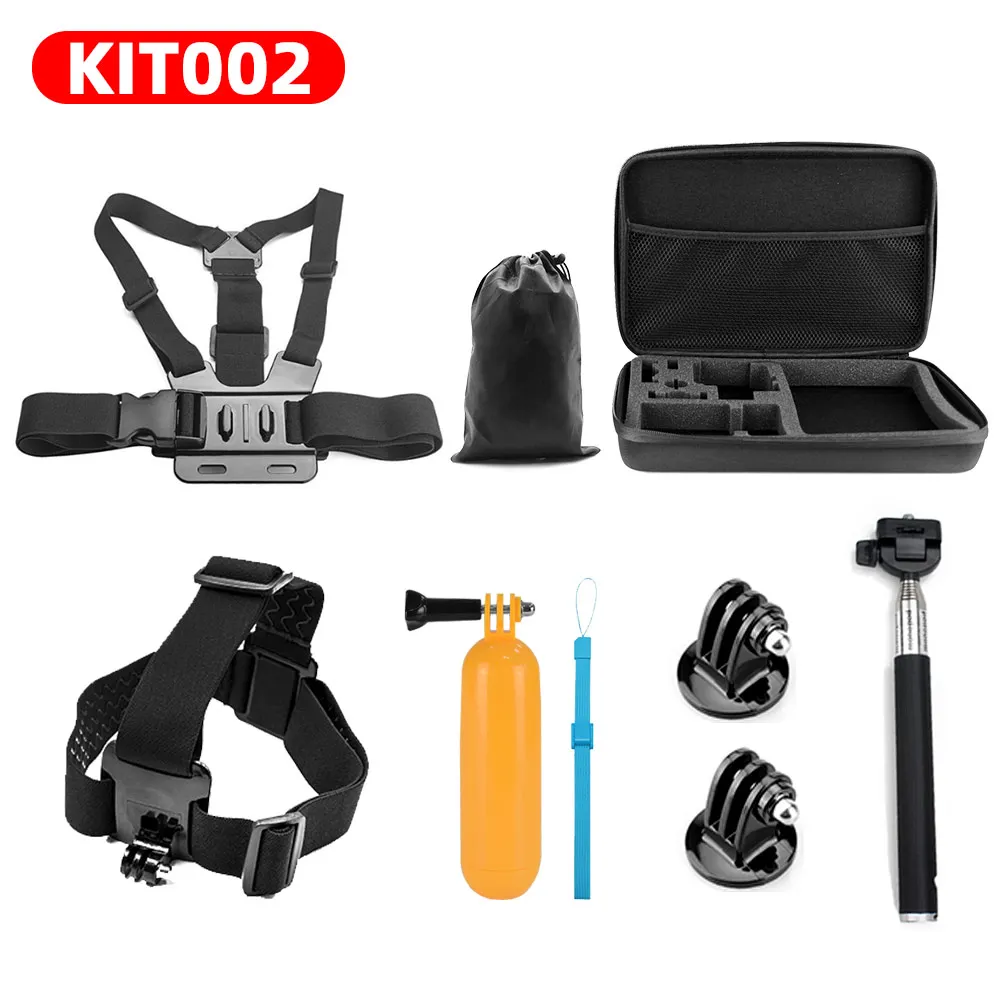 KIT002 Для GoPro hero 7 6 5 4 3+ экшн спортивные аксессуары для видеокамеры комплект селфи палка для SJCAM Xiaomi Yi 4k mijia Сумка Для Хранения Чехол - Цвет: KIT002