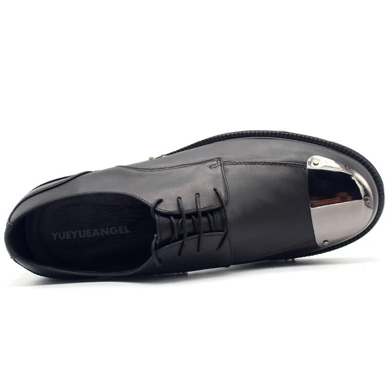 

New Wedding Genuine Leather Shoes Men Thick Platform Lace Up Men Footwear Party Dress Shoes Luxury Man Shoe Plus Size US4.5-11.5