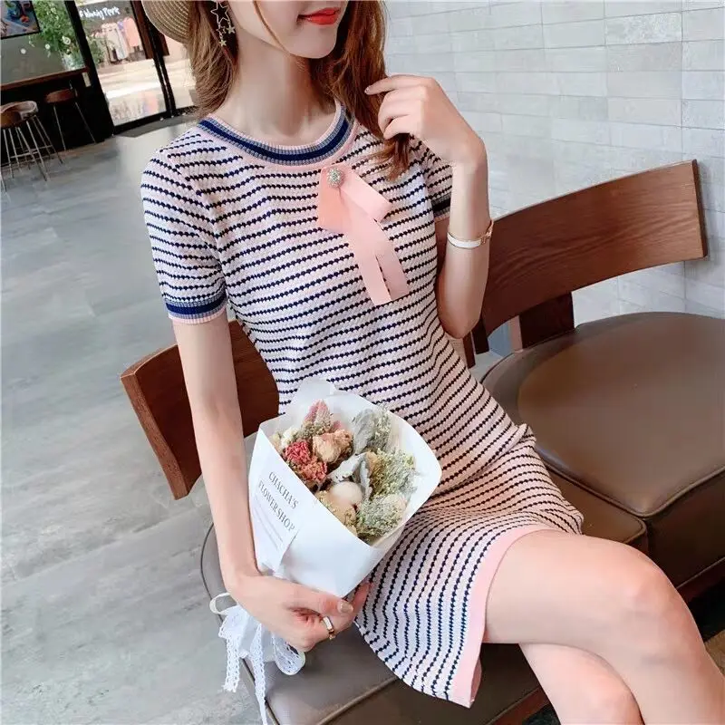

Dress summer cover belly waist show thin foreign style