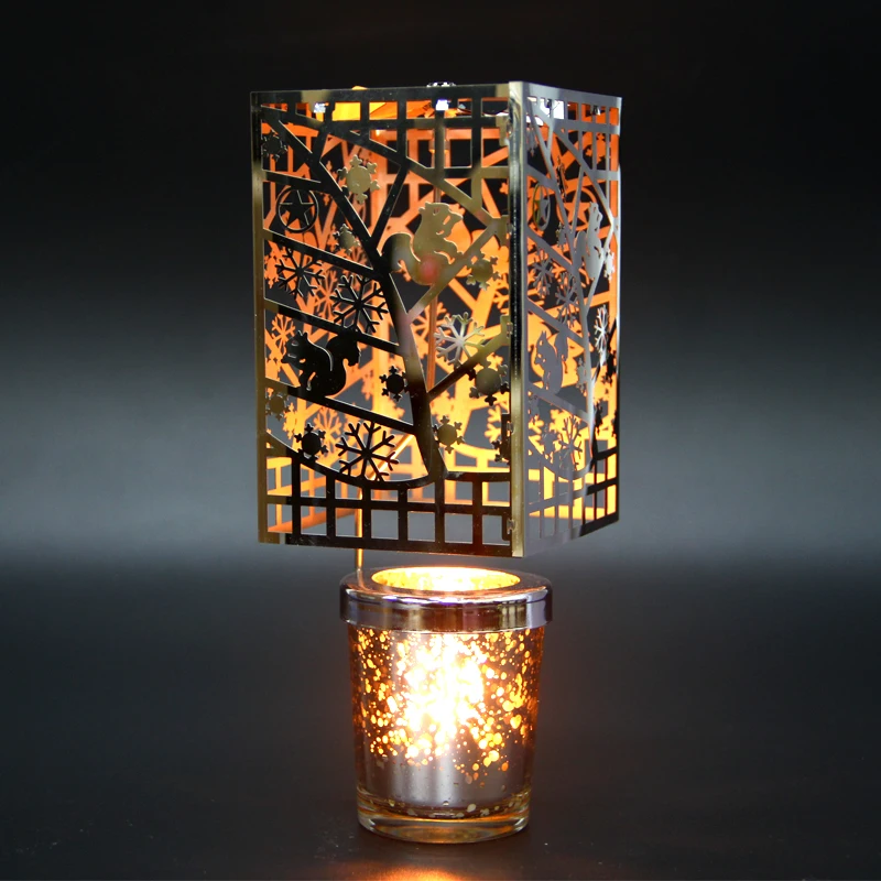 Рождественский вращающийся подсвечник из скандинавского стекла металлический