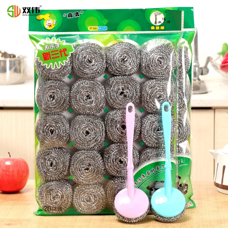 Щетка с проволочным шариком длинная ручка для мытья посуды из нержавеющей стали