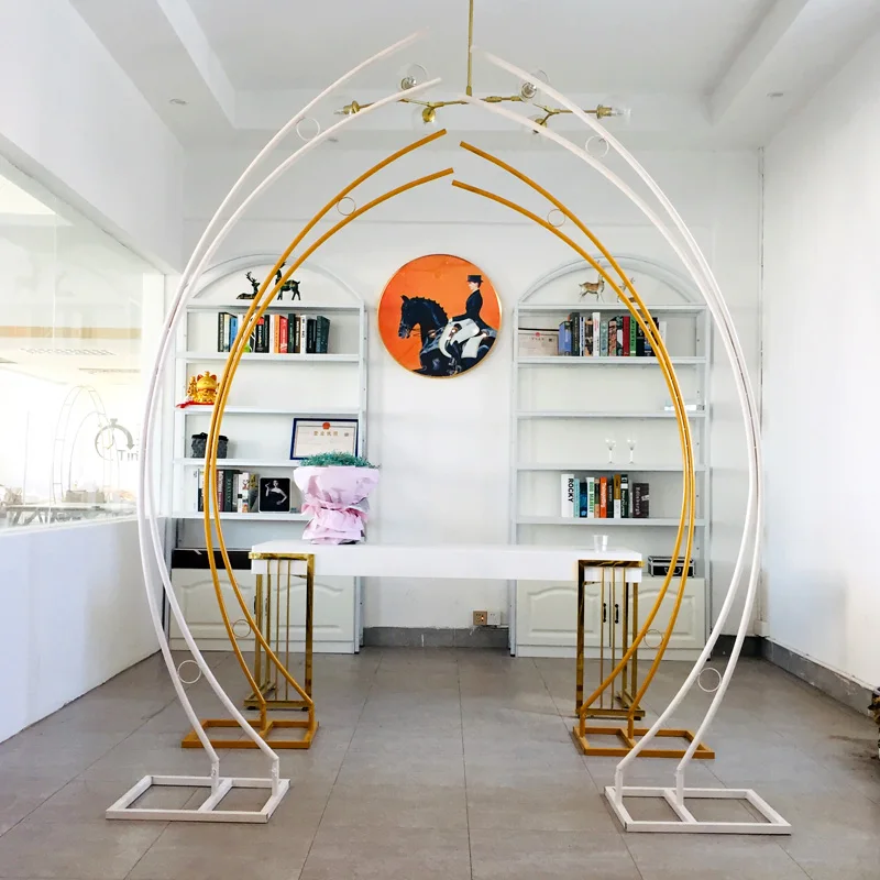 Arco de luna de hierro forjado, soporte de fondo para boda, fiesta de cumplea&ntilde;os, bricolaje, marco de fondo, soporte de flores al aire libre-2
