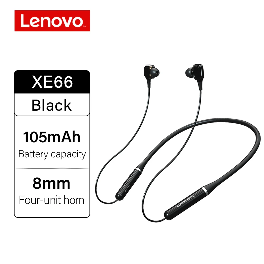 

Original Lenovo XE66 Wireless Bluetooth Headphone Hi- Fi stereo Earphones sports waterproof heasset Double magnetic belt earbuds