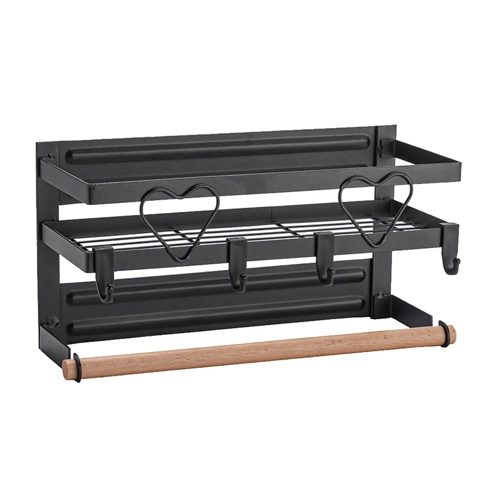 

With Hooks Kitchen Supplies Carbon Steel Space Saving Magnetic Storage Rack Refrigerator Organizer Shelf Side Mounted Bathroom