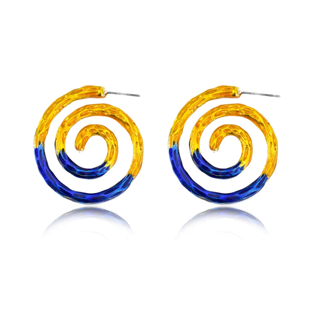 2019 новые преувеличенные круглые Спиральные серьги для женщин богемные