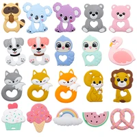 lets make 5pcs baby silicone teethers animal dog lion fox kola baby teething product accessories for pacifier chains bpa free