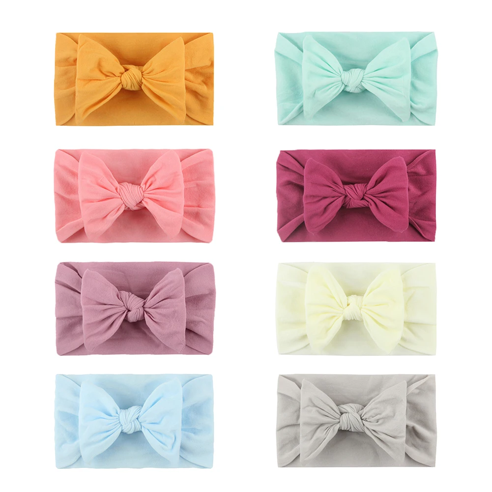 

8pcs Casual Bowknot Princess Headwear Newborn Baby Girls Soft Nylon Hair Band Elastic Headband Photography Props
