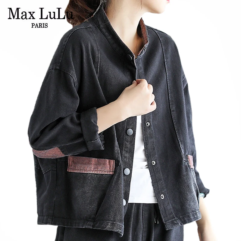 

Max LuLu 2021 New Women Black Denim Jacket Autumn Coat Casual Harajuku Streetwear Buttons Female Vintage Loose Fashion Clothes