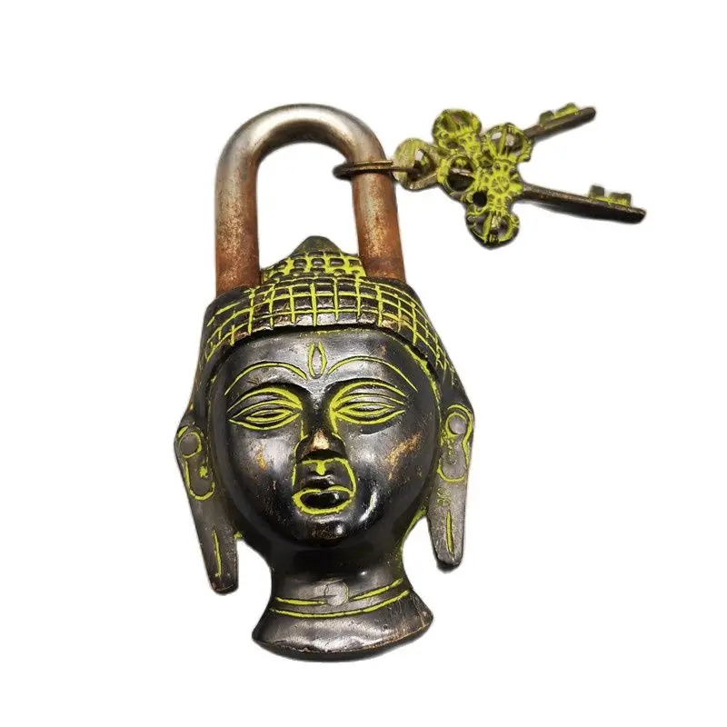 

Chinese Old Bronze Statue Copper Buddha Head Lock