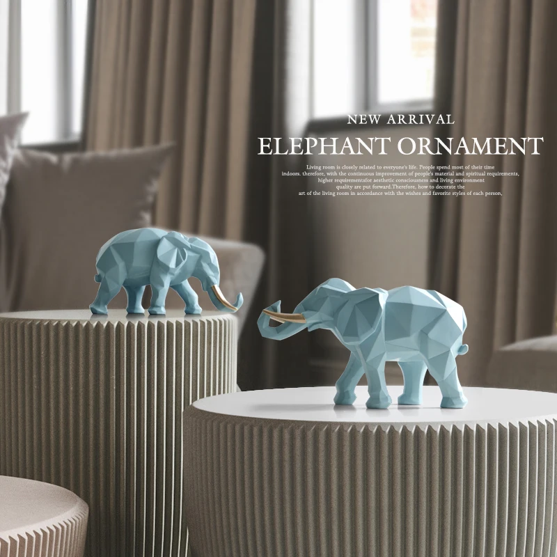 

Elephant figurine 2/set resin for home office hotel decoration tabletop animal modern craft India white Elephant statue decor