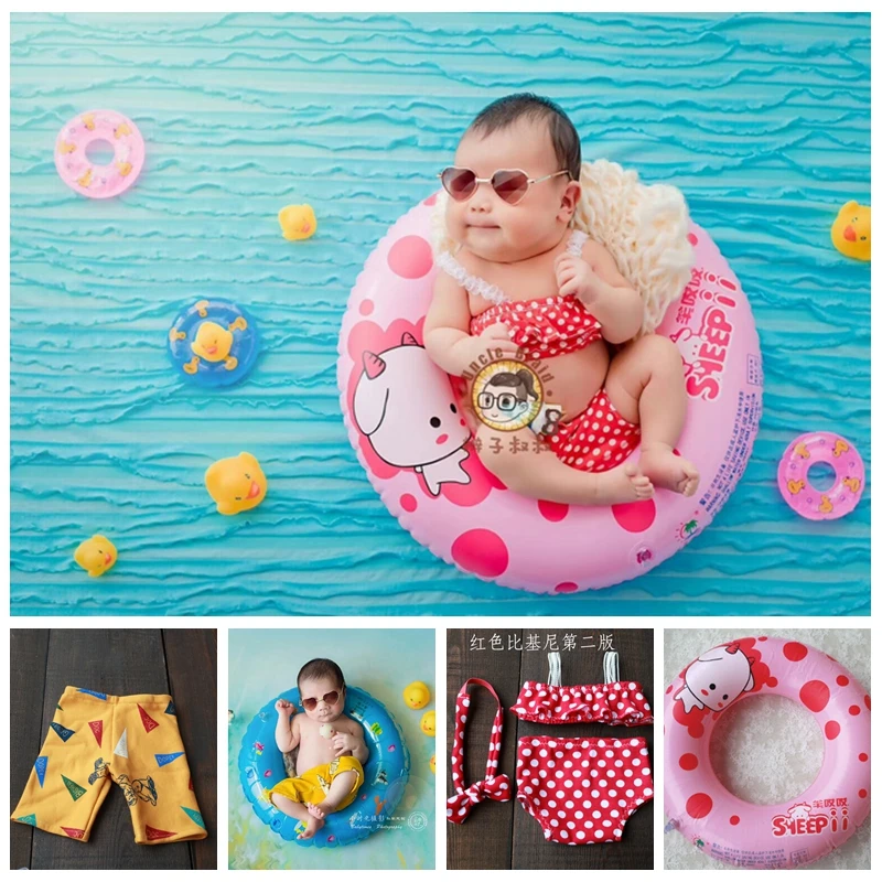 

Реквизит для фотосъемки новорожденных, Пляжная бикини, одежда, купальник, солнцезащитные очки для малышей, тема плавания, 100 день