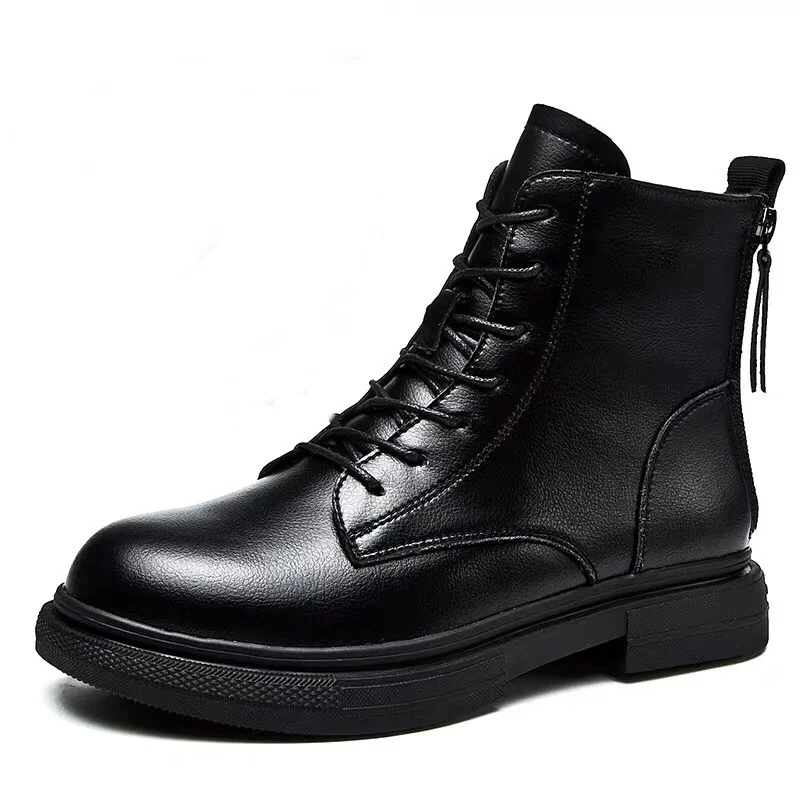 Женские ботильоны на молнии сзади ботинки в английском стиле из коровьей кожи