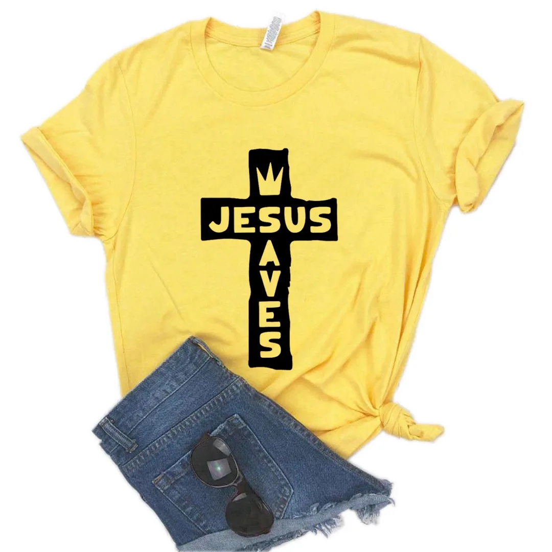 

Jesus Saves Print Women tshirt Cotton Casual Funny t shirt Gift Lady Yong Girl Top Tee A-1421
