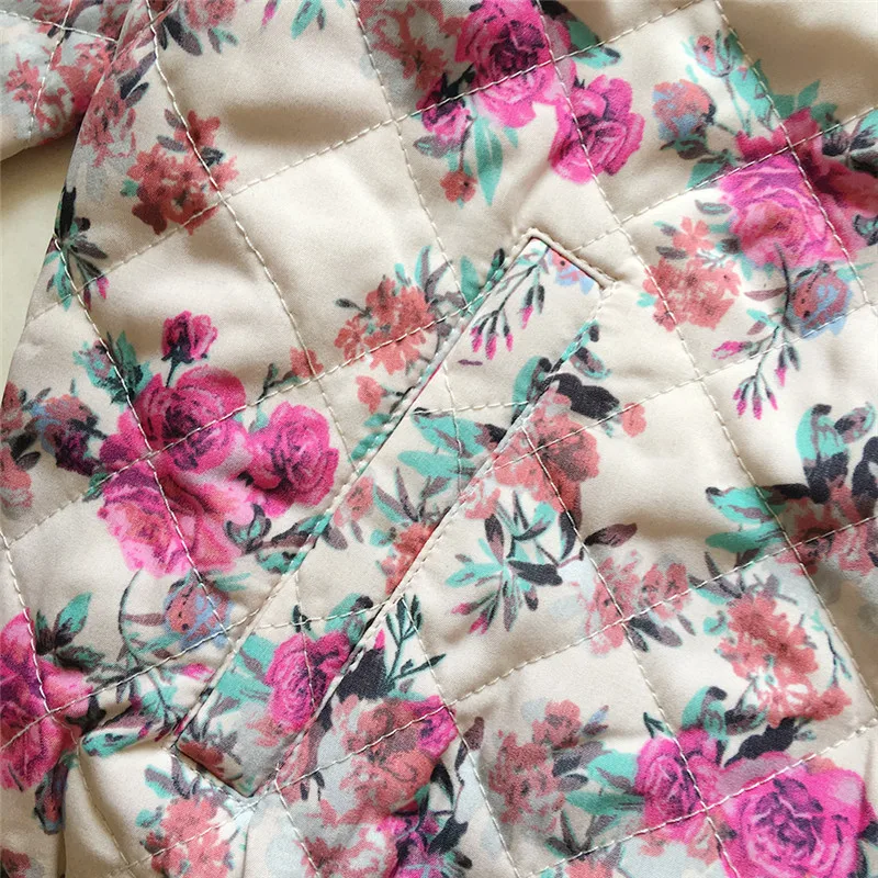 

Bomber Jacket Women Flowers printing Zipper Up Retro Spring thin coat Long Sleeve Basic Short Biker Jackets Female