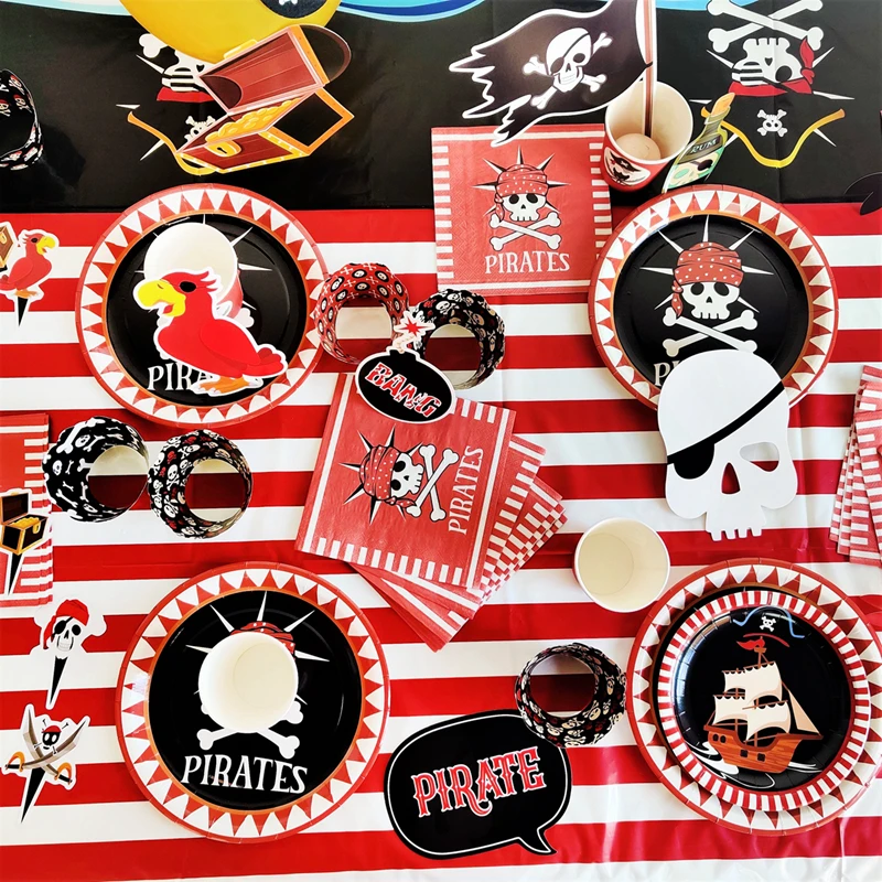 Тематическая Пиратская посуда баннер воздушные шары украшение для вечеринки на