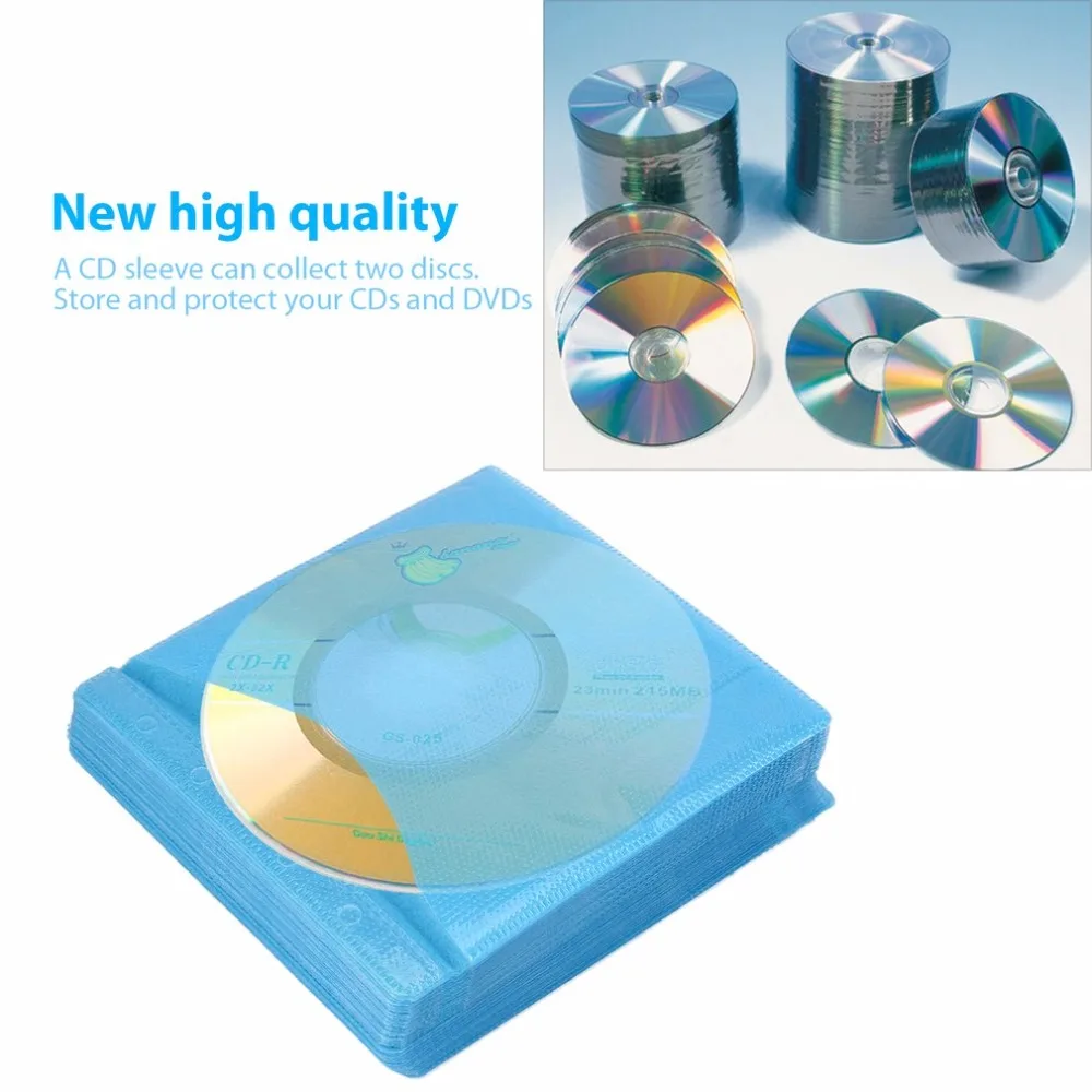 

100 шт., двухсторонний чехол для хранения компакт-дисков и DVD