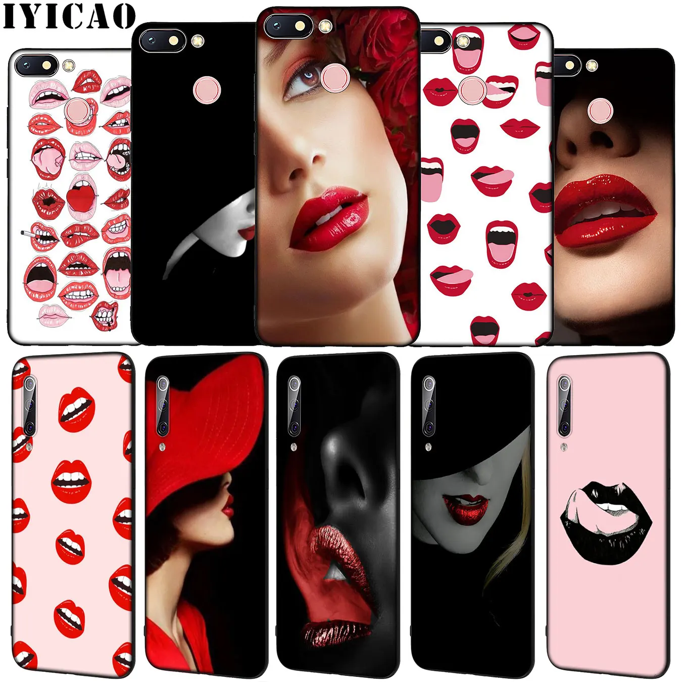 Мягкий силиконовый чехол IYICAO с сексуальными красными губами для Xiaomi Redmi Note 8 8T 8A 7 7A