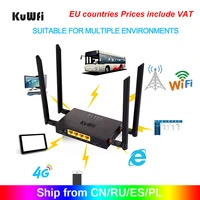 kuwfi cat4 4g lte cpe car wifi 300mbps industry wireless router high speed cpe router with sim card slot 4pcs external antenna