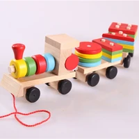 children wooden train building blocks educational car toys geometric shape color matching game congnitive toddler birthday gifts