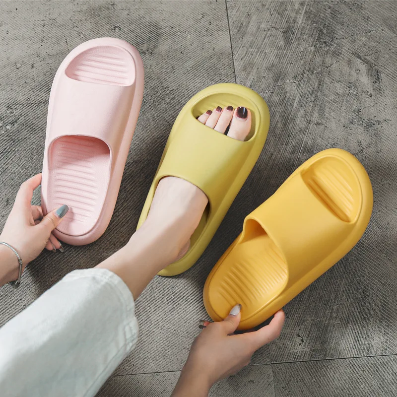 

Men Women Thick Platform Slippers Summer Beach Eva Soft Sole Slide Sandals Leisure Men Ladies Indoor Bathroom Anti-slip Shoes